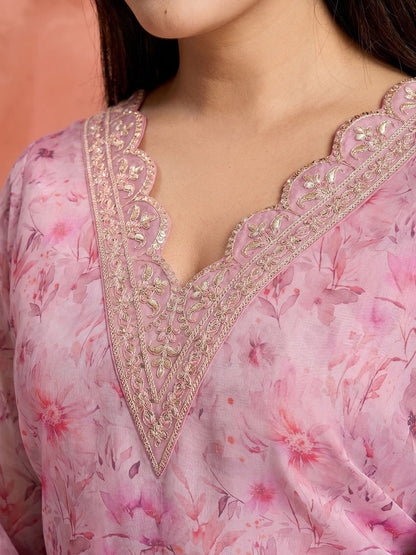 Embroidered Round Neck Kurta Sets