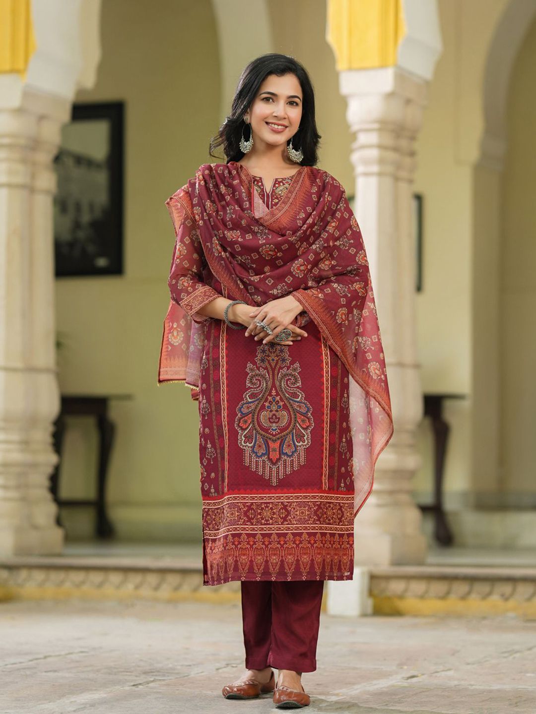 Dhiyona RR Women's Ethnic Motifs Printed Kurta with Trousers & Dupatta