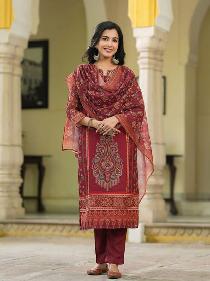 Dhiyona RR Women's Ethnic Motifs Printed Kurta with Trousers & Dupatta