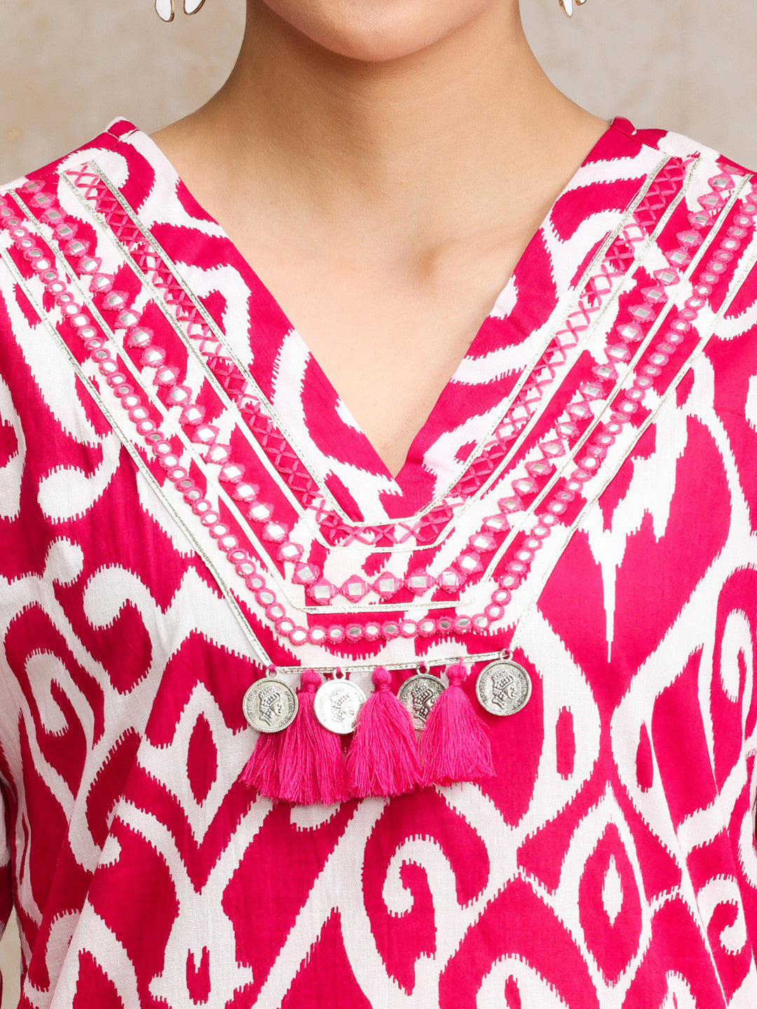 Printed V-Neck Kurta & Trousers