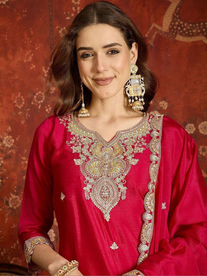 Women Ethnic Motifs Embroidered Regular Kurta with Sharara & With Dupatta