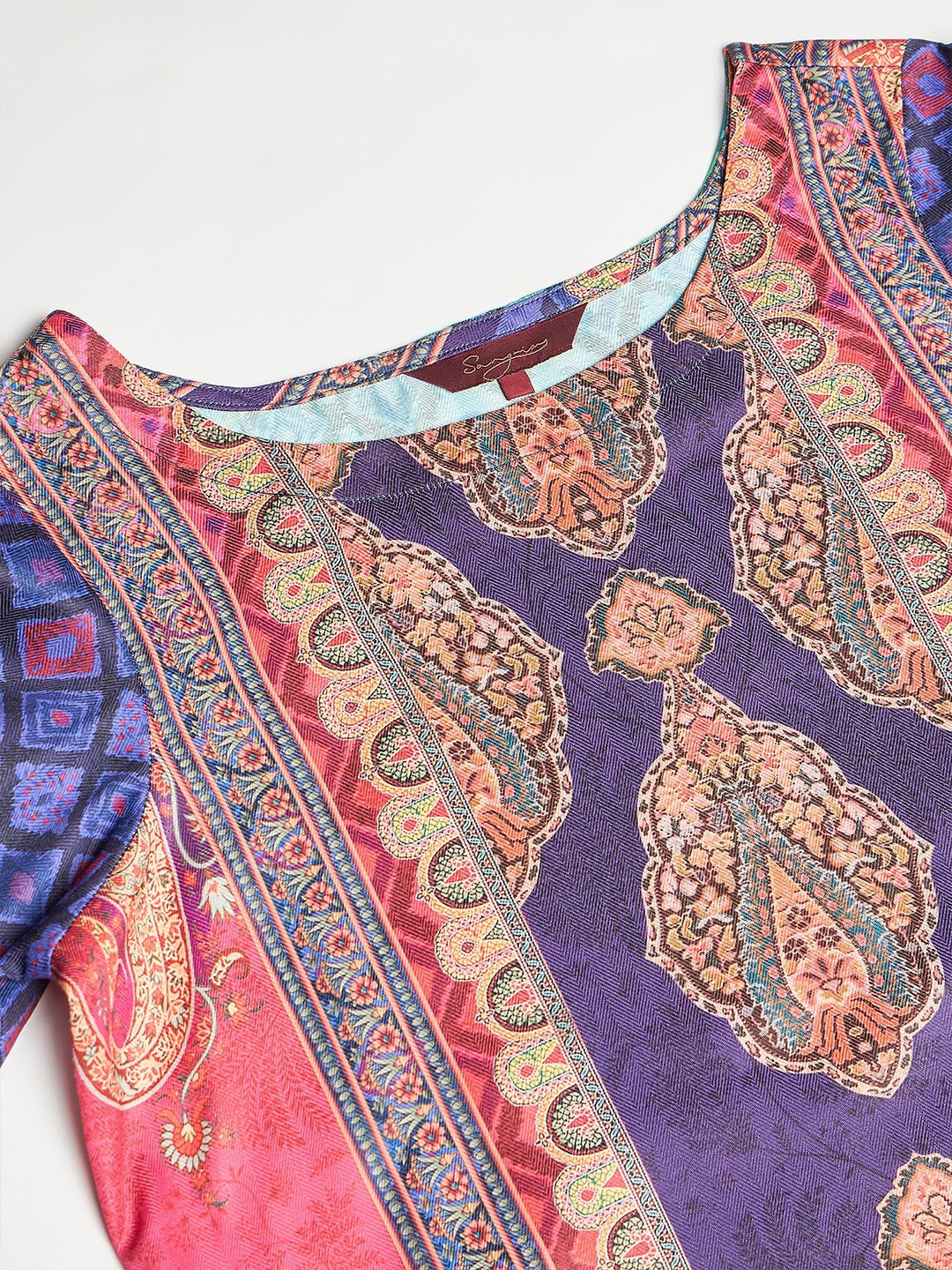 Printed Wool Round Neck Kurta & Trousers with Dupatta set