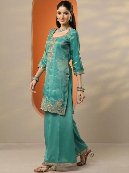Dhiyona LL Women Floral Embroidered Regular Thread Work Kurta with Palazzos & With Dupatta