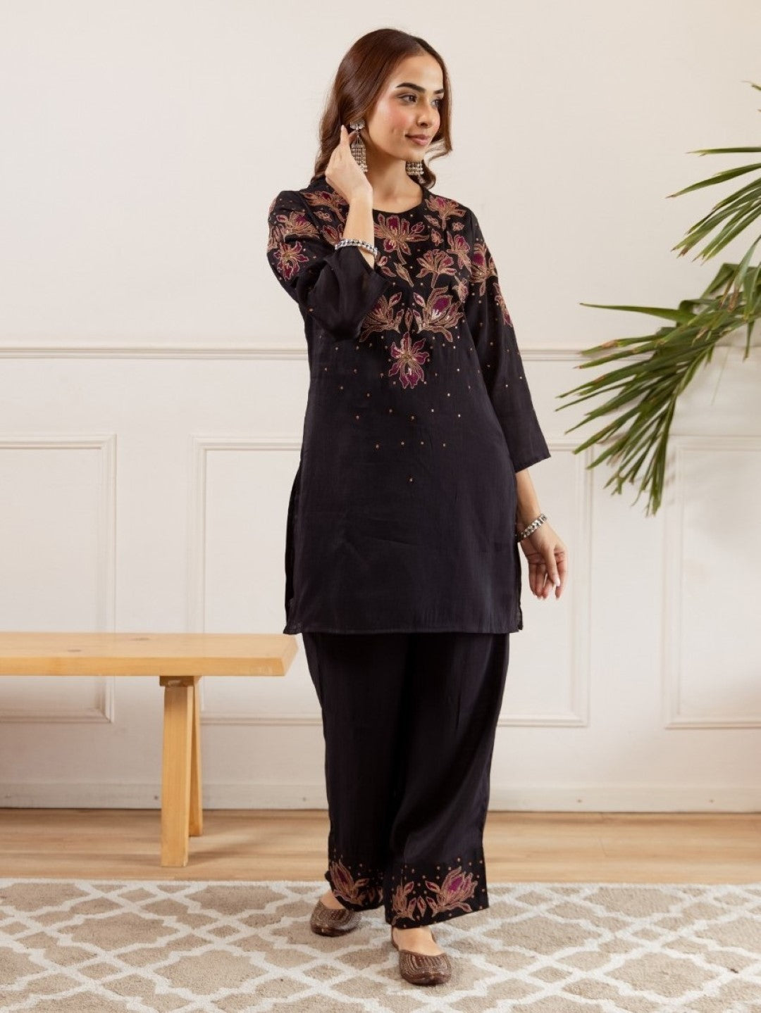 Kamli raven embroidery co-ord set