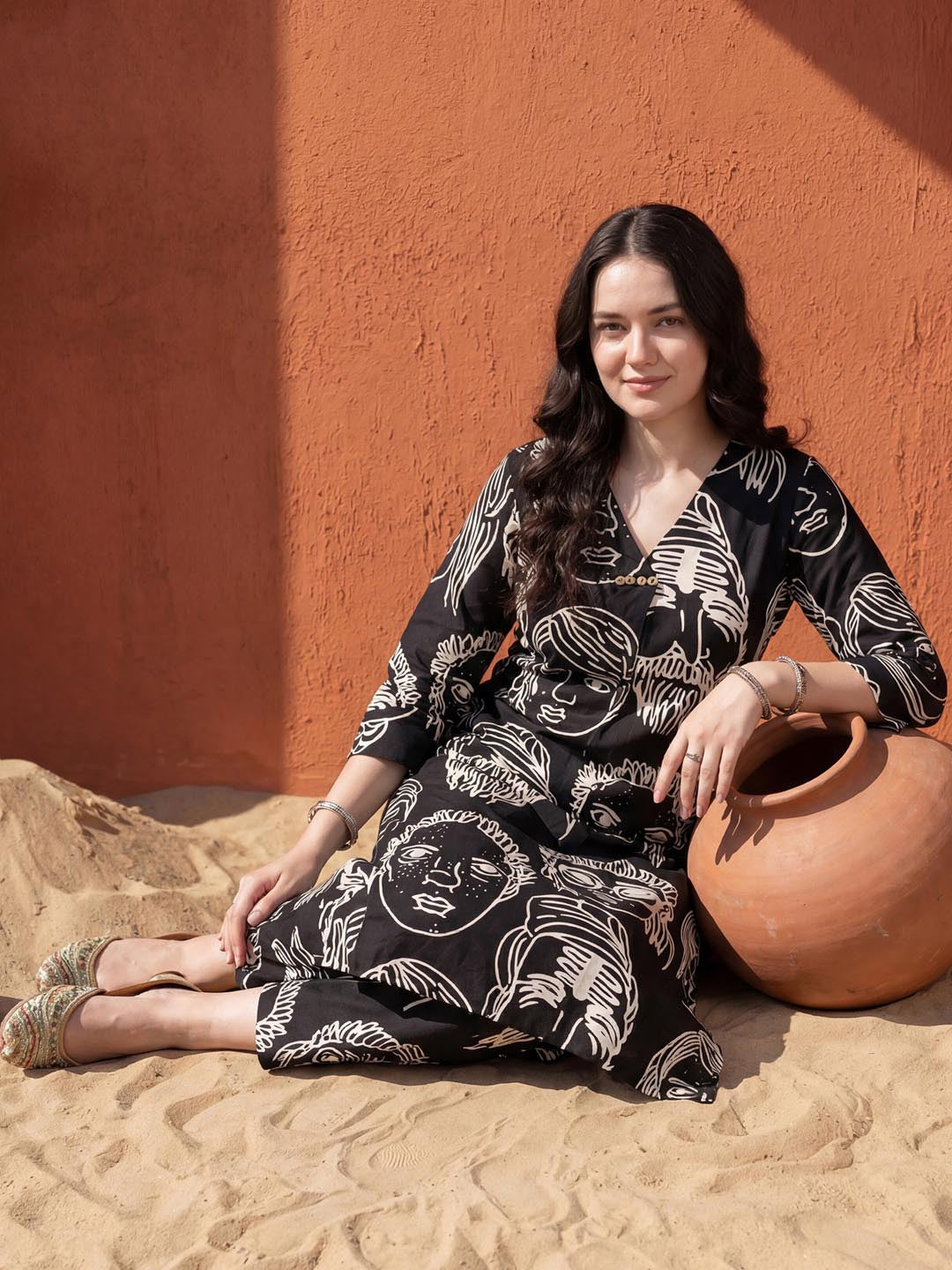Women Printed Regular Pure Cotton Kurta with Trousers