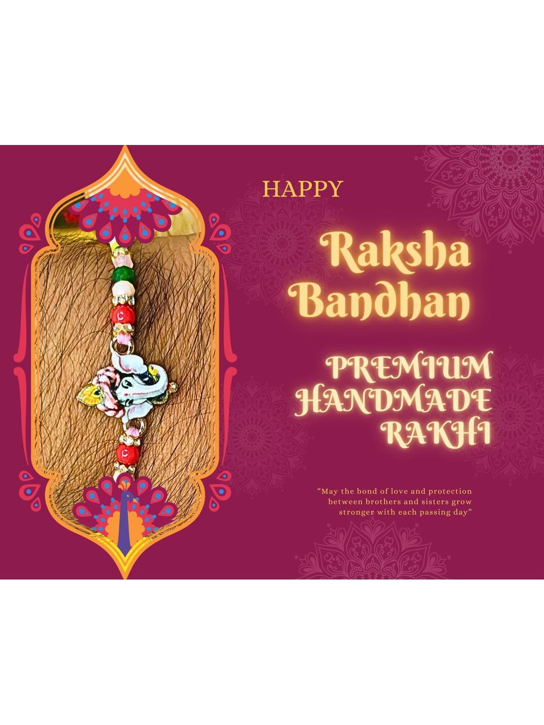 Dhiyona Set Of 3 Beaded Cotton Thread with AD Stones & Meenakari Designer Rakhi for Brother