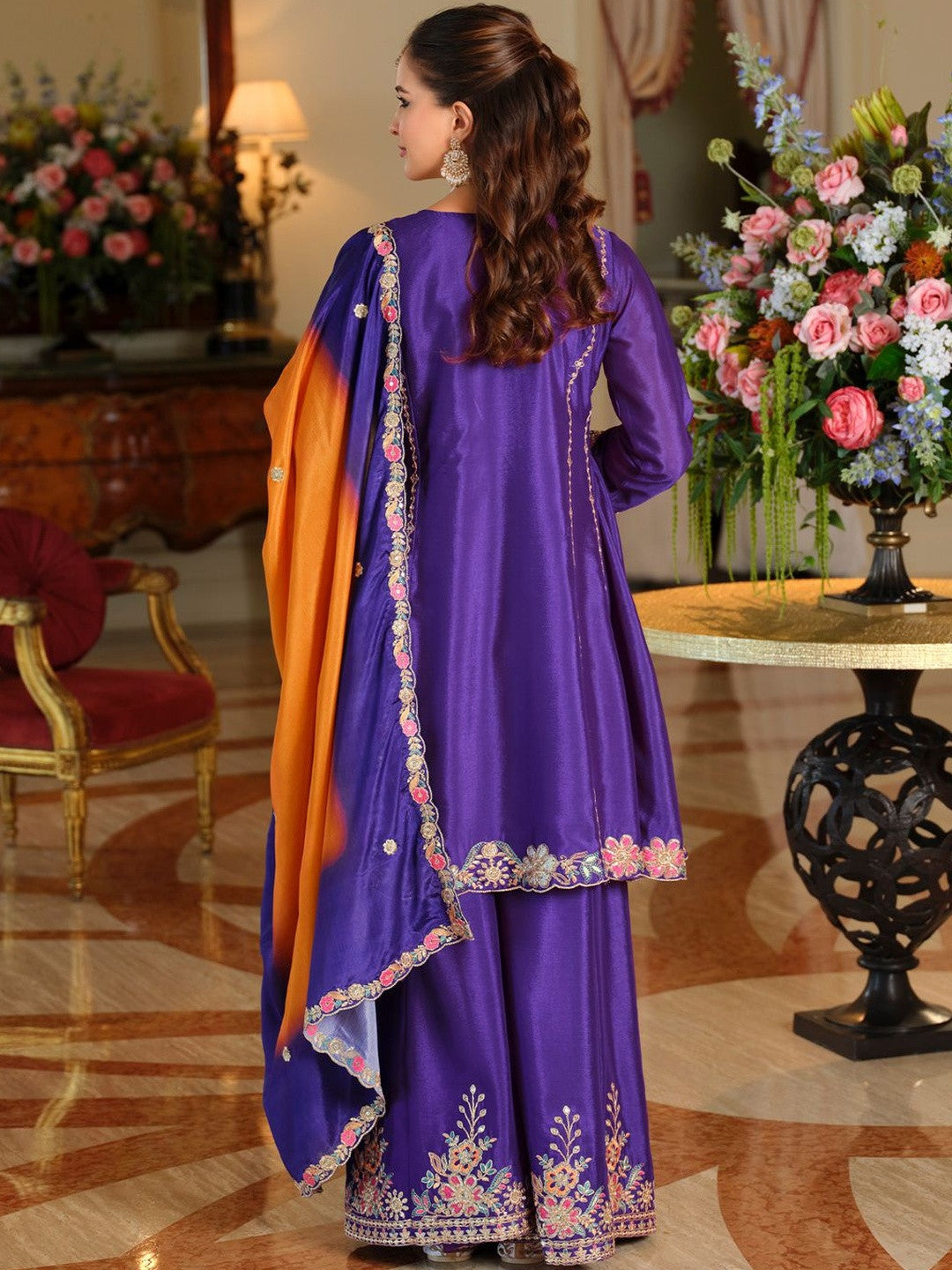 Women Ethnic Motifs Embroidered Regular Thread Work Kurta with Palazzos & With Dupatta