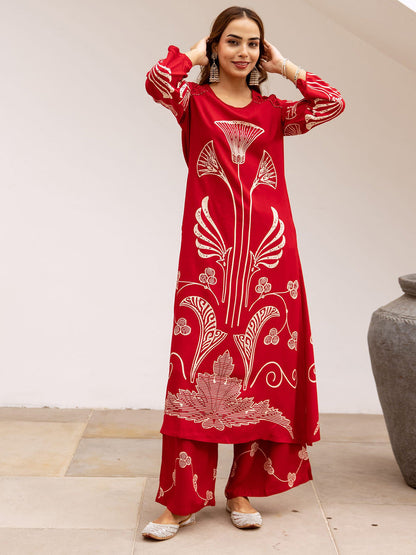 Ethnic Printed Straight Kurta & Palazzos