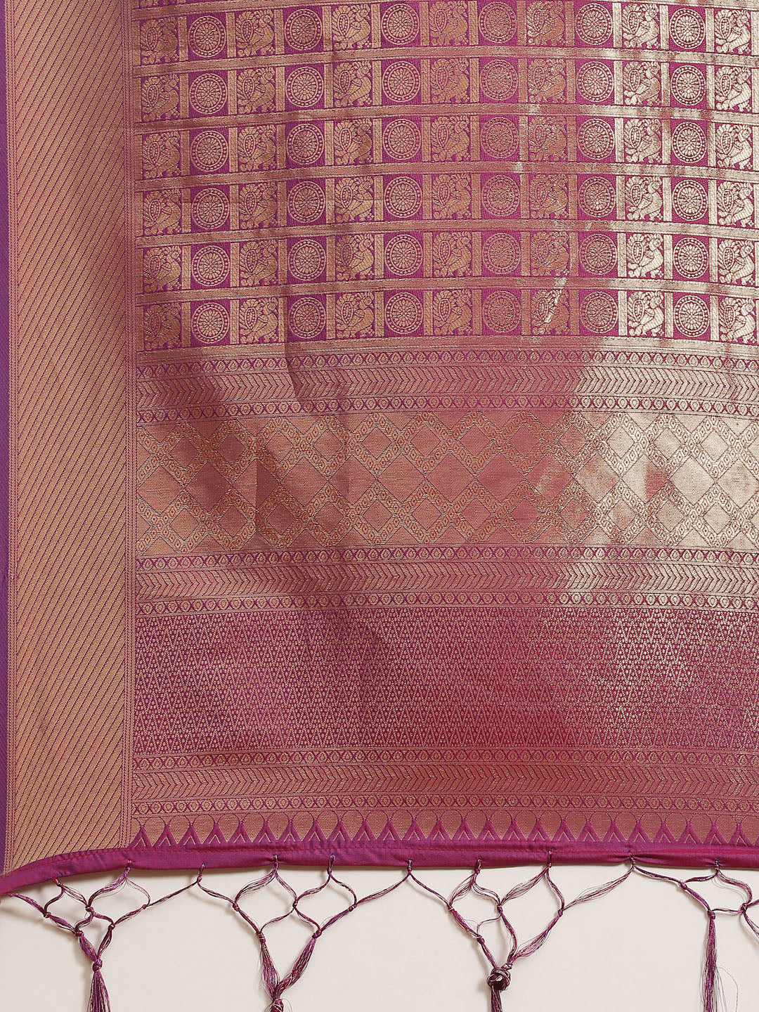 Women's Kanjeevaram Silk Purple Woven Design Woven saree With Blouse Piece
