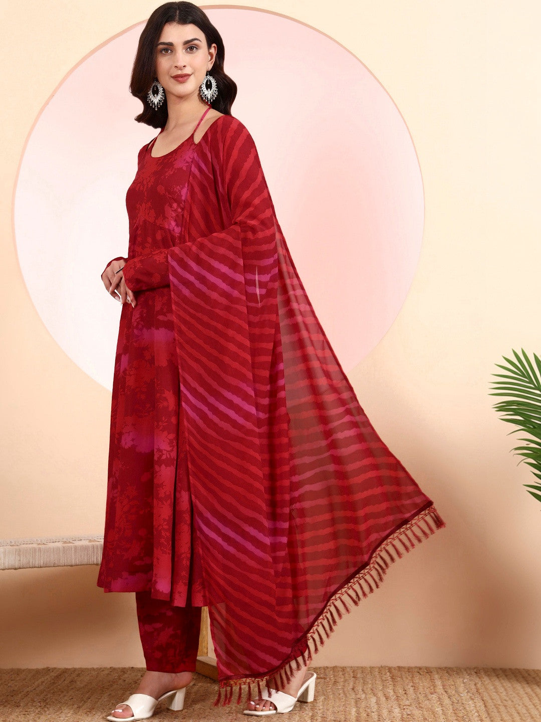 Women Floral Printed Empire Kurta with Trousers & With Dupatta