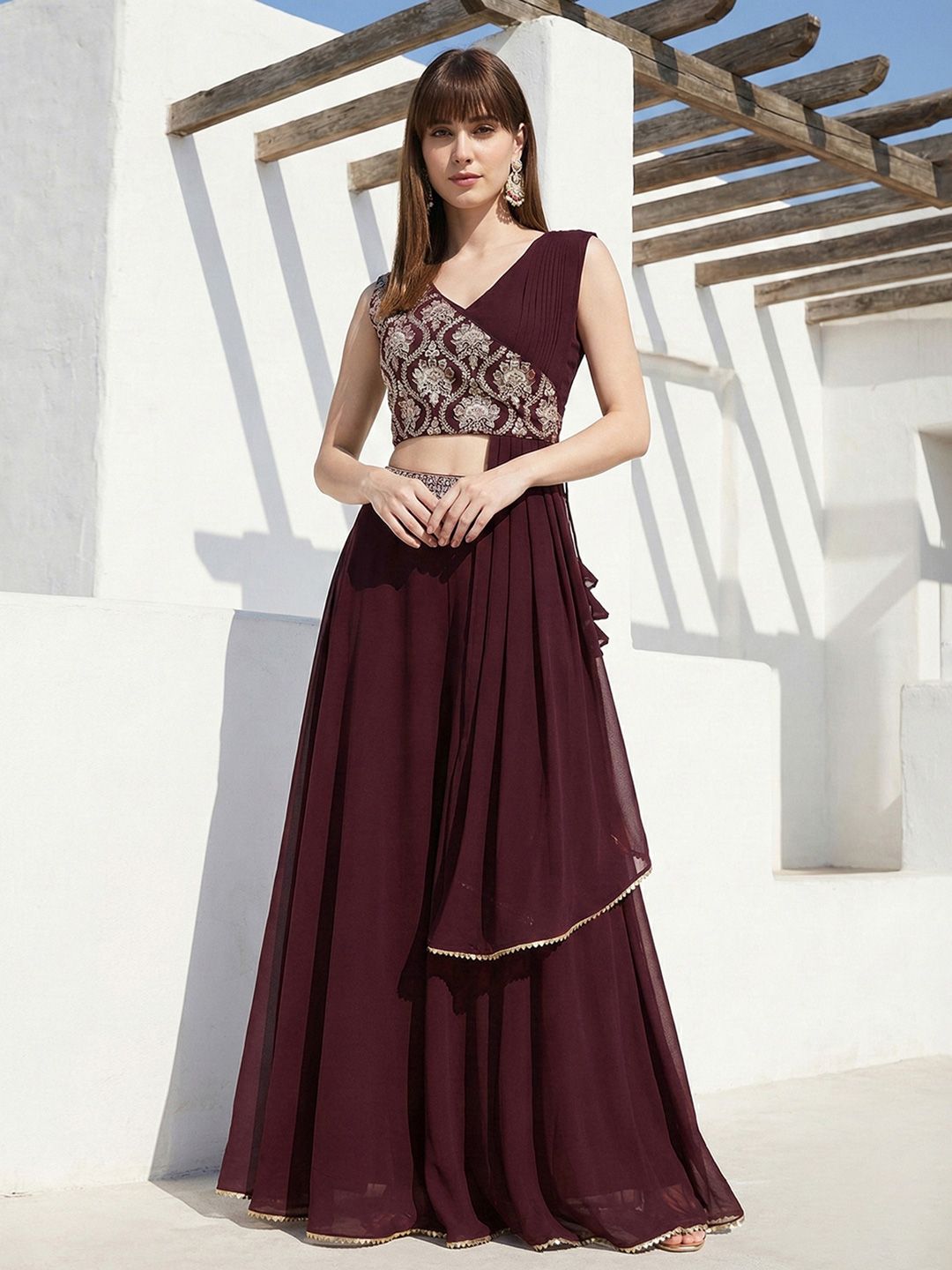 Dhiyona CH Women Ethnic Motifs Embroidered Regular Thread Work Kurta with Palazzos