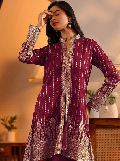 Dhiyona LL Women Ethnic Motifs Embroidered Sequinned Kurta with Palazzos & Dupatta