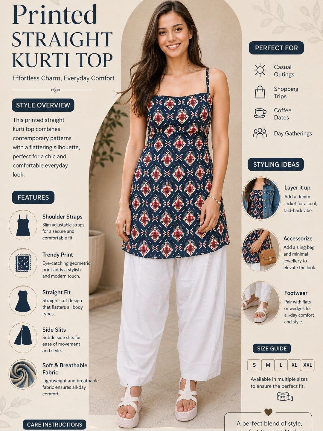 Women Printed Regular Pure Cotton Kurti with Patiala