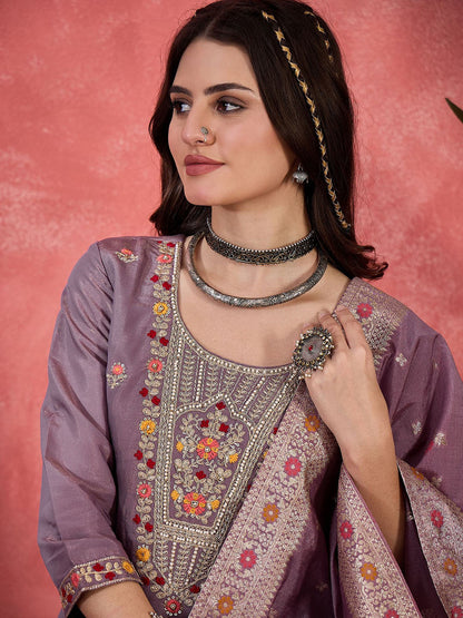 Women Ethnic Motifs Embroidered Kurta with Pyjama & Dupatta