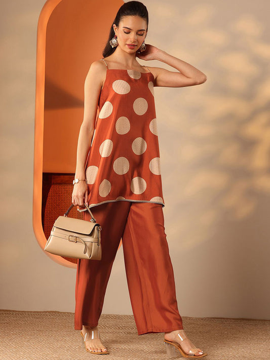 Women Geometric Printed A-Line Kurti with Trousers