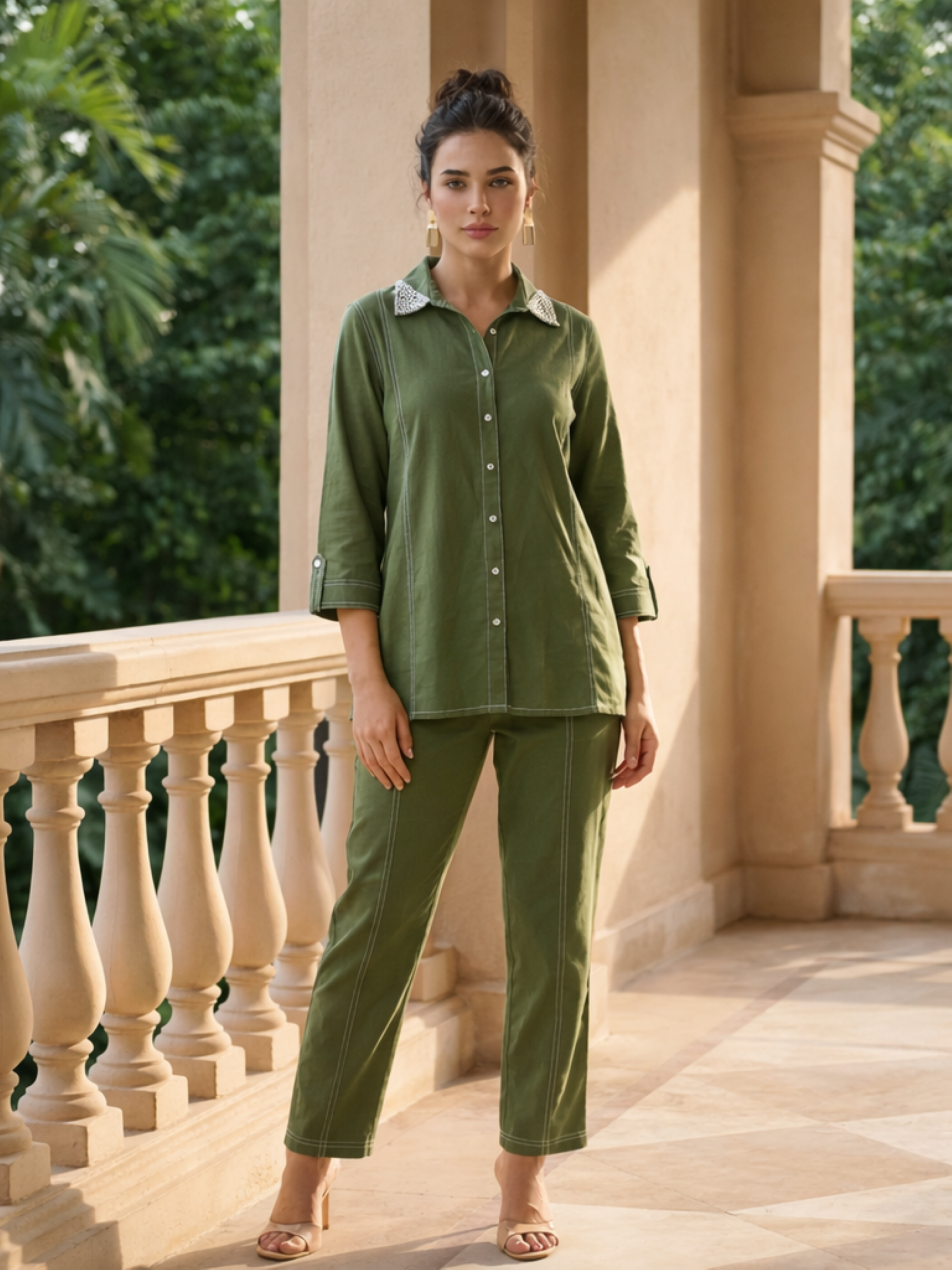 Ivanka Moss Embroidery Co-ord Set