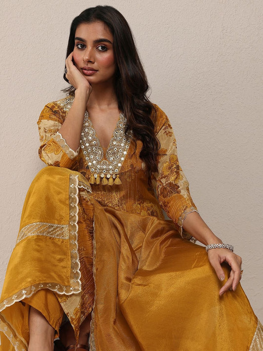 Women Floral Printed Regular Mirror Work Kurta with Trousers & With Dupatta