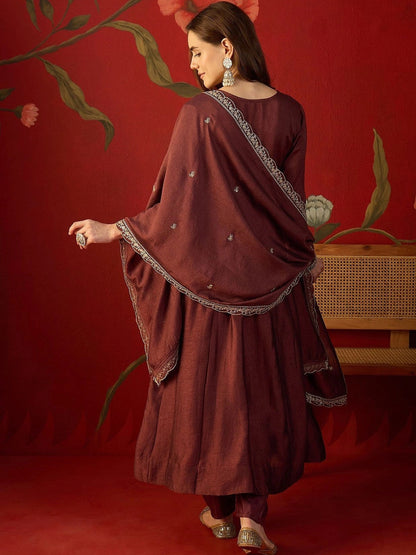 Women Ethnic Motifs Embroidered Regular Thread Work Kurta with Trousers & With Dupatta