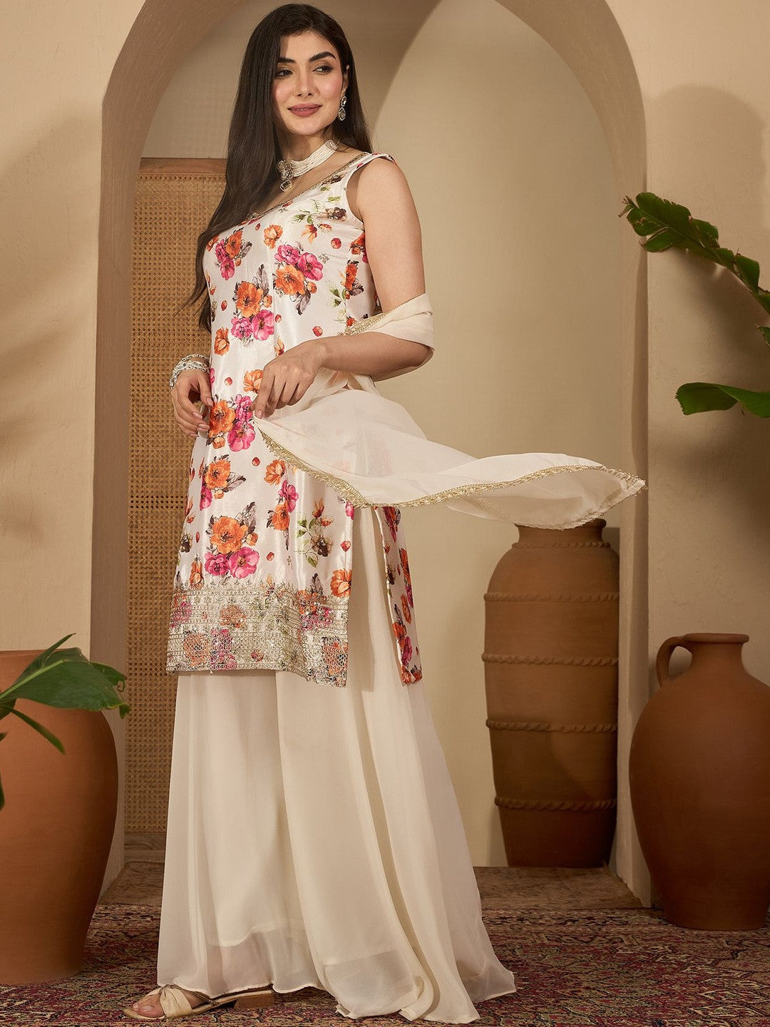Dhiyona SN Women Off White Kurta Sets