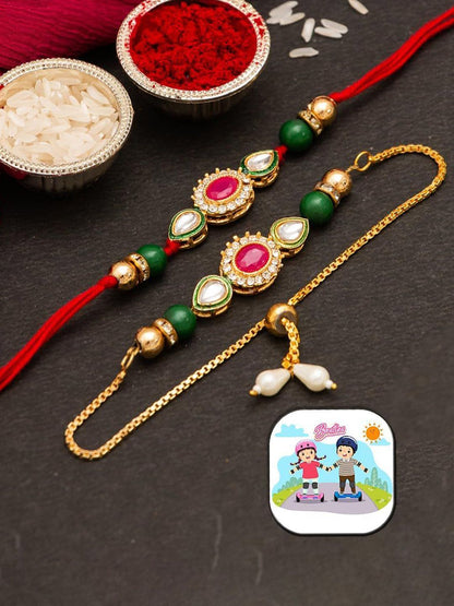 Dhiyona Set Of 2 Artificial Beaded Thread Rakhis