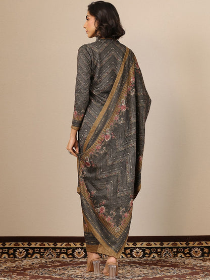 Women Geometric Printed Regular Kurta with Trousers & Dupatta