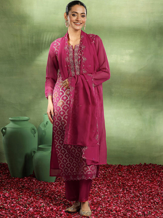 Woven Design Kurta with Trouser & Dupatta