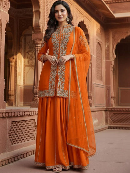 Dhiyona HOP Embellished Kurti & With Dupatta Palazzos Set