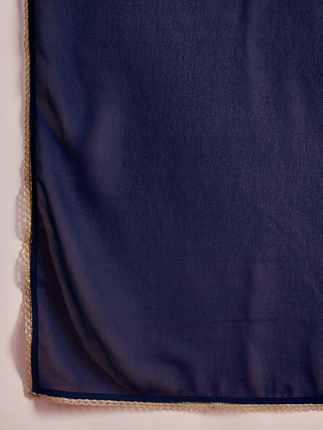 Zari Sequence Cording Embroidered Front Slit Kurta With Trousers & Dupatta