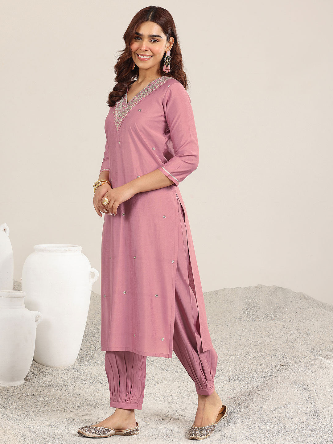 Women Ethnic Motifs Embroidered Regular Gotta Patti Kurta with Salwar & With Dupatta