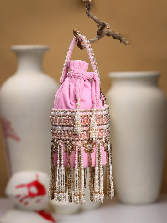 Dhiyona NR Embellished Tasselled Potli Clutch
