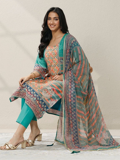 Women Ethnic Motifs Printed Regular Mirror Work Kurta with Trousers & With Dupatta