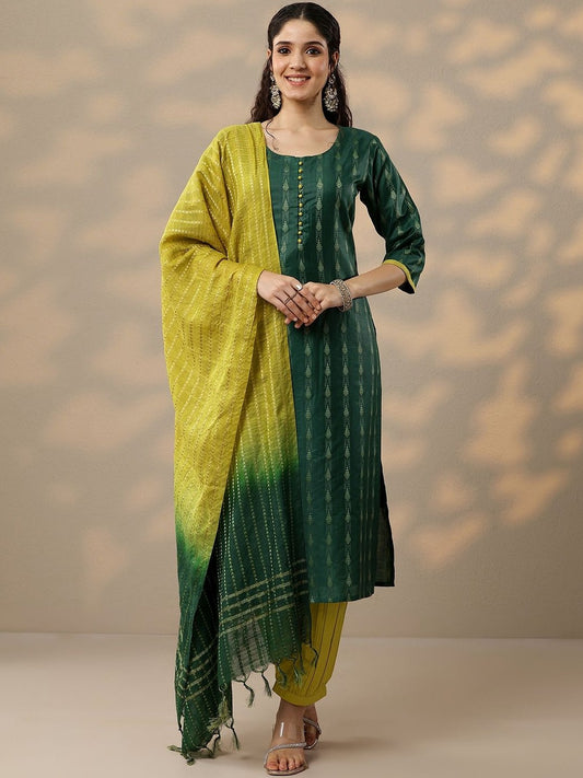 Women Ethnic Motifs Printed Regular Kurta with Trousers & With Dupatta