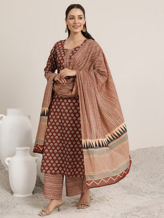 Women Floral Printed Regular Sequinned Kurta with Palazzos & With Dupatta