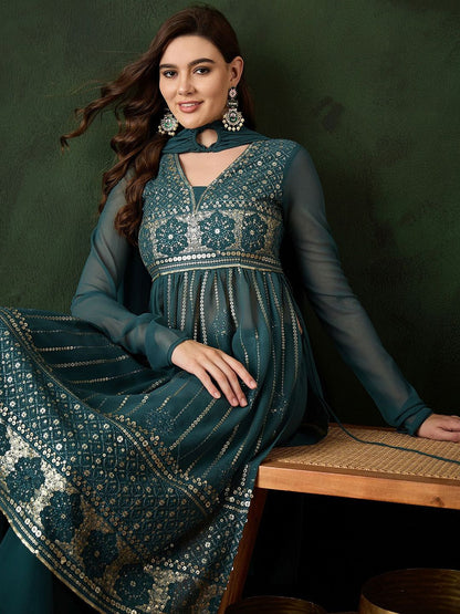 Dhiyona SN Embroidered Nayra Cut Kurta Sets