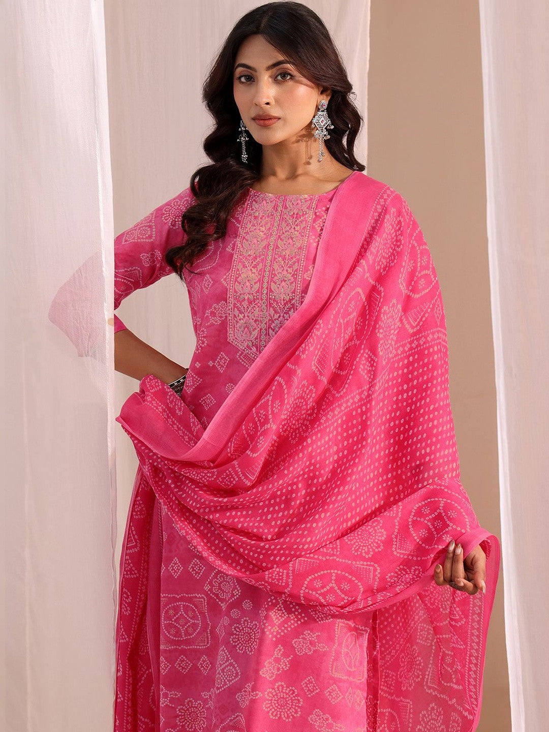 Women Ethnic Motifs Printed Regular Thread Work Kurta with Trousers & With Dupatta