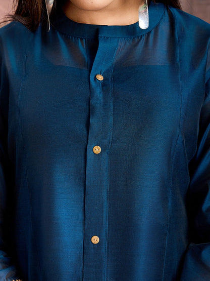 Round Neck Kurta & Trousers With Dupatta Set