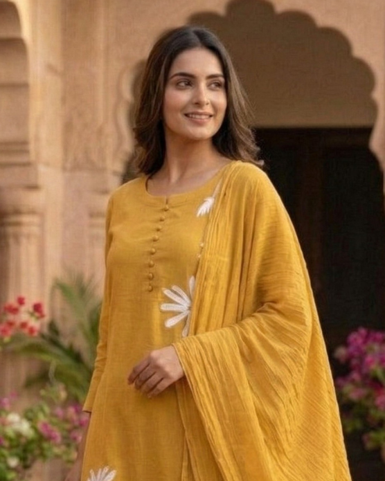 Tanu amber cotton embroidery suit set