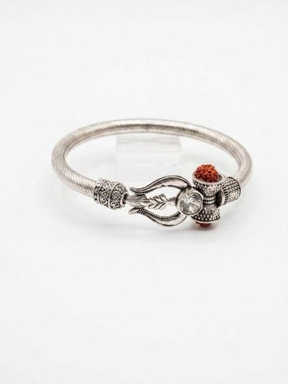Dhiyona Silver Plated Trishool Design Rudraksh Rakhi Bracelet
