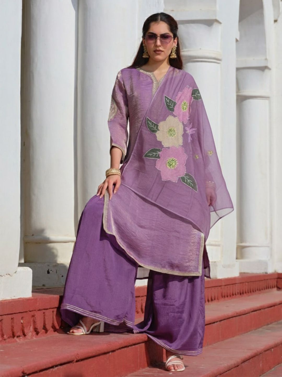 Dhiyona HOP Fendi Kurta with Sharara Pants & Organza Dupatta