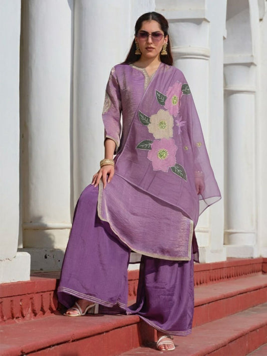Dhiyona HOP Fendi Kurta with Sharara Pants & Organza Dupatta