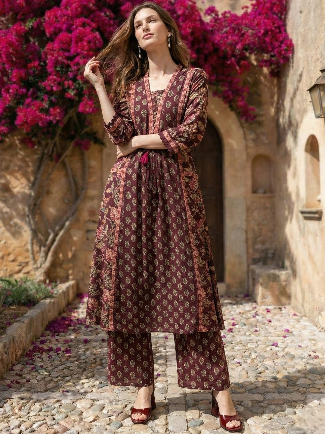 Printed V Neck Kurta Sets