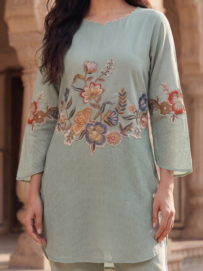 Gaur pista embroidery cotton co-ord set