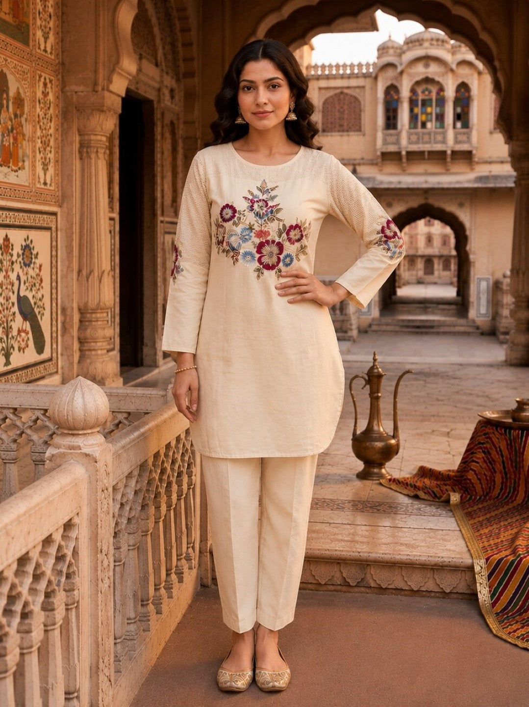 Gaur Angel Embroidery Cotton Co-ord Set