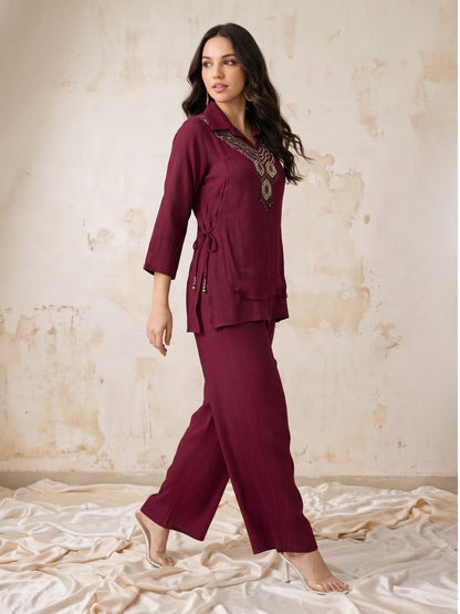 Gaur Candy Handwork Bib Style Co-Ord Set