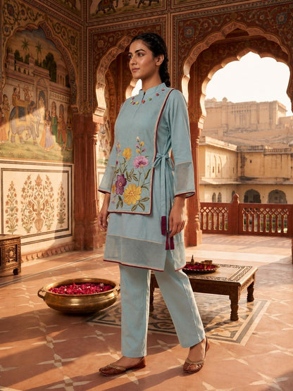 Gaur Derul Embroidery Cotton Co-Ord Set