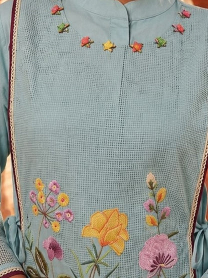 Gaur Derul Embroidery Cotton Co-Ord Set
