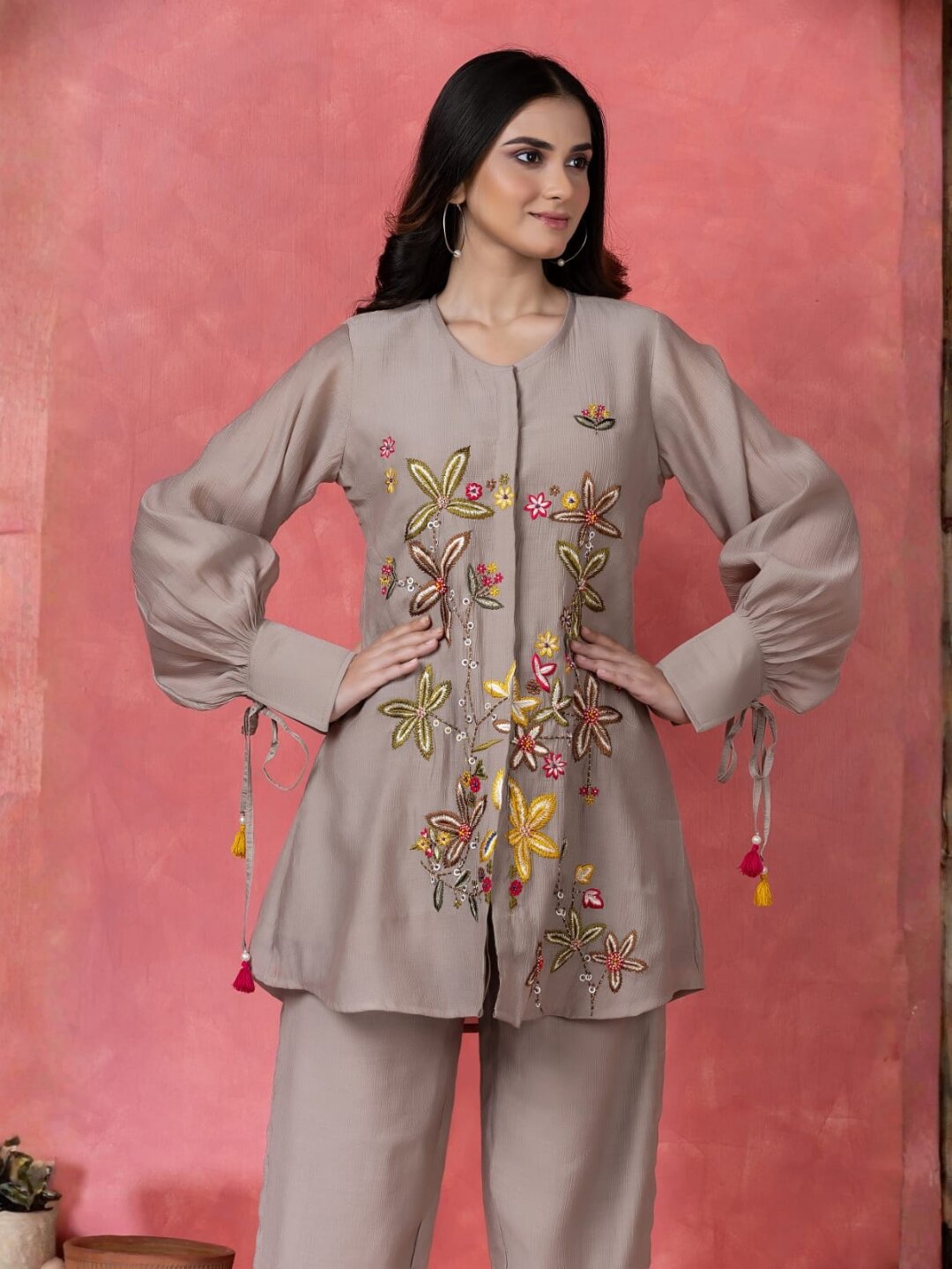 Gaur Ecru Embroidery Co-ord set