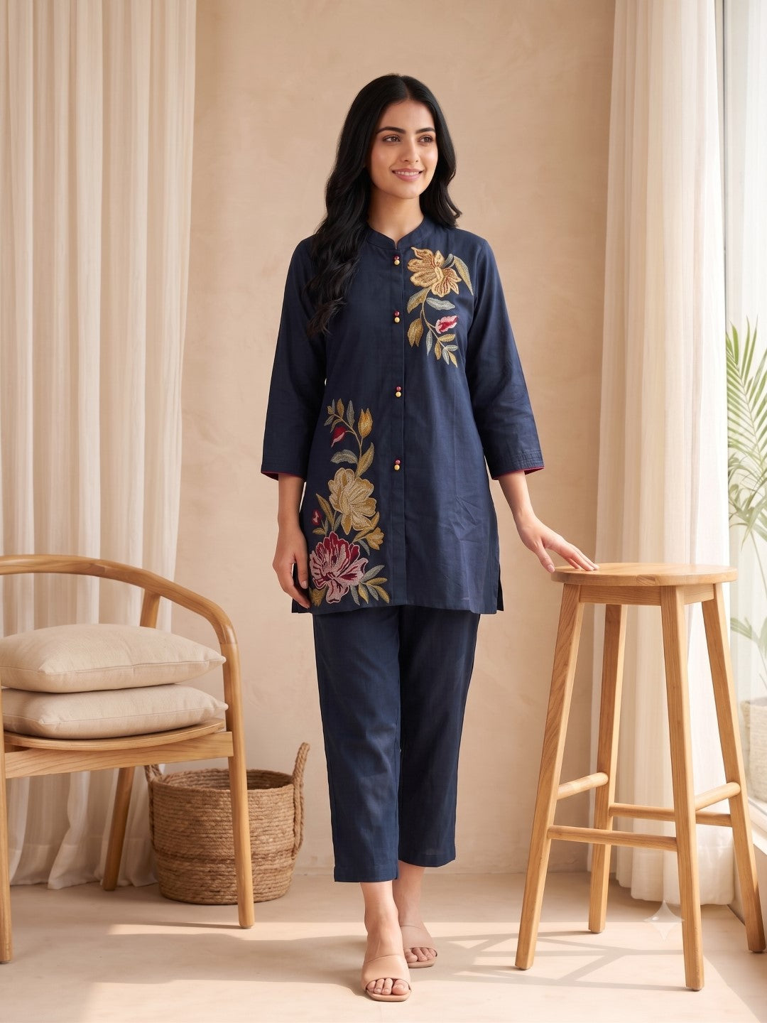 Gaur Galaxy Embroidery Cotton Co-Ord Set
