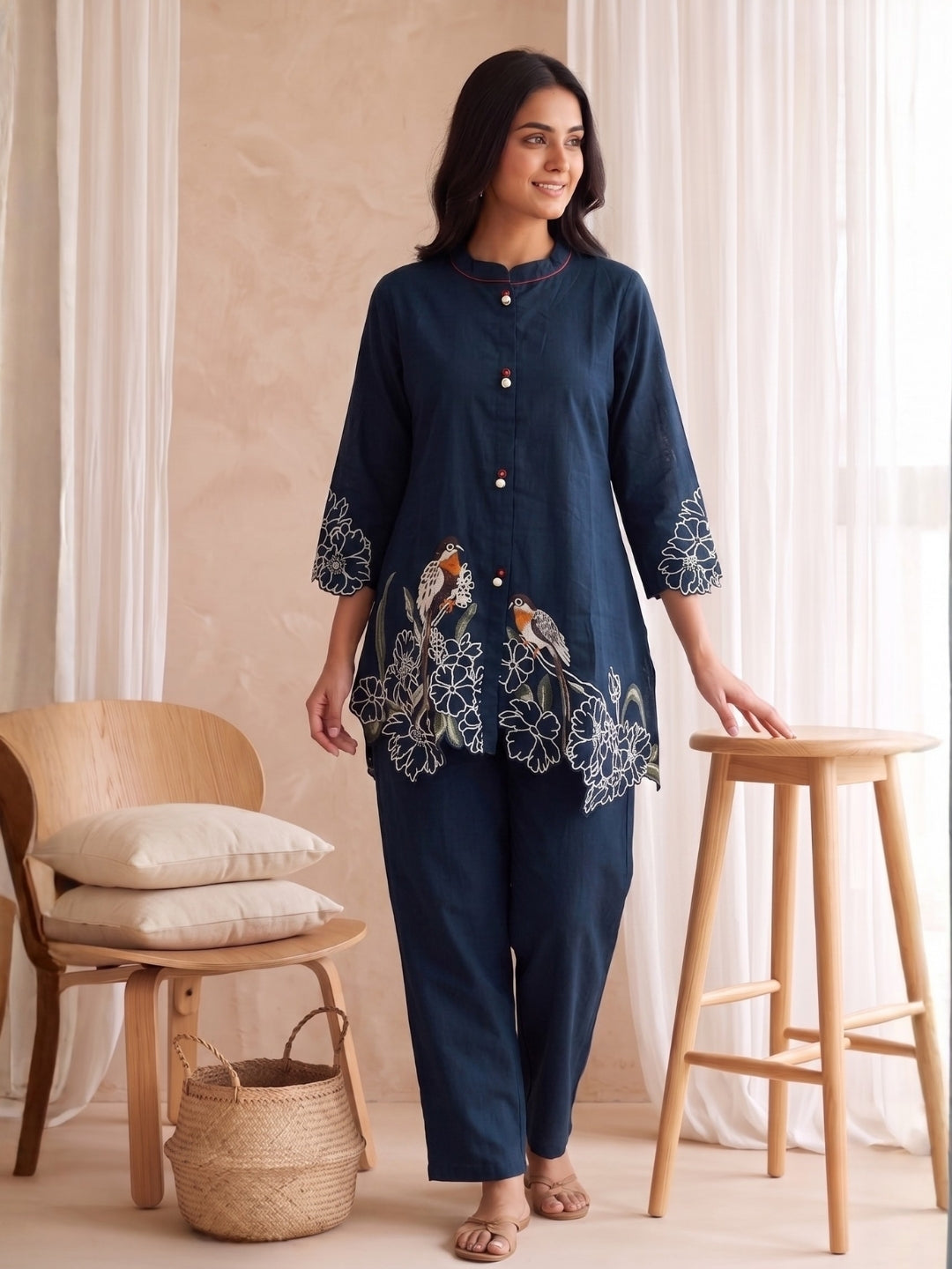 Gaur Sapphire Embroidery Cotton Co Ord Set