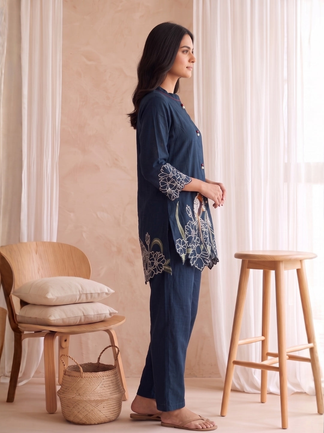 Gaur Sapphire Embroidery Cotton Co Ord Set
